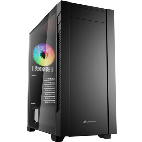 Obudowa midi tower Sharkoon s25-w2 argb (czarna | 2x USB-A | 1x USB-C | RGB | szkło hartowane)