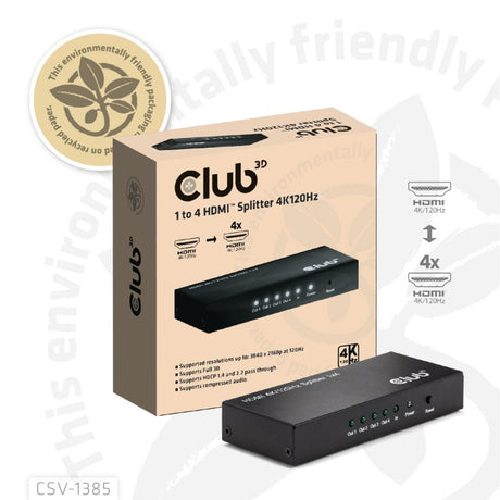 Rozdzielacz Club 3D HDMI 1x > 4x HDMI 4K 120 Hz (czarny)