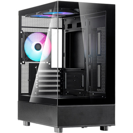 Obudowa mini tower Silverstone lucid 04 (czarna | 2x USB-A | 1x USB-C | RGB | szkło hartowane)