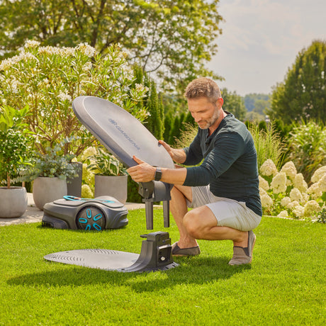 Garaż dla kosiarki automatycznej Gardena Sileno do baldachimu Sileno Pro Max Free (szary pomarańczowy)