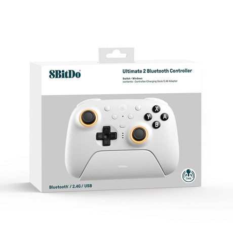 Kontroler Bluetooth 8bitdo Ultimate 2 (biały, PC, Switch 2, Bluetooth USB-C 2,4 GHz)