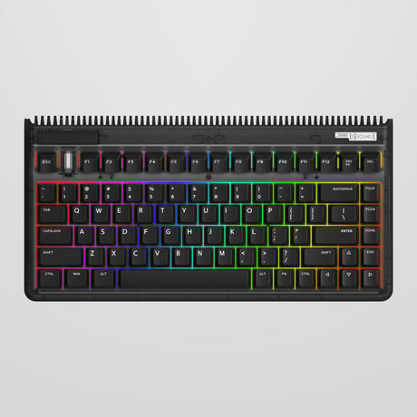 Bezprzewodowa klawiatura mechaniczna Iqunix og80 ciemna strona (czarna, układ amerykański (qwerty), gateron czerwony, 80% (tkl), diody rgb, możliwość wymiany podczas pracy, pbt, 2,4 GHz | bluetooth 5.1 | usb-c)