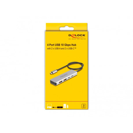 Delock USB 10 Gbps koncentrator USB-C Hub USB (szary, 2x USB-A 3.2 (10 Gbit s), 2x USB-C 3.2 (10 Gbit s))