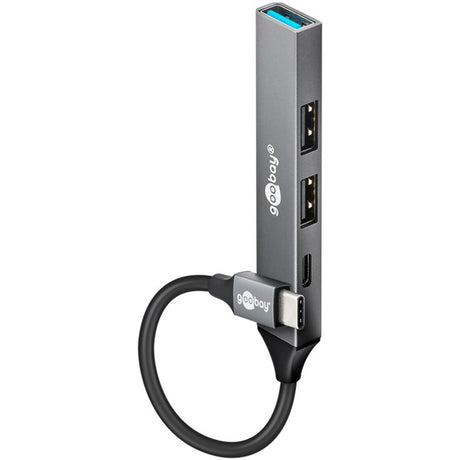 Goobay slim Hub USB z 4 portami, USB-C na USB-C USB-A, 5 Gbit s (jasnoszary)
