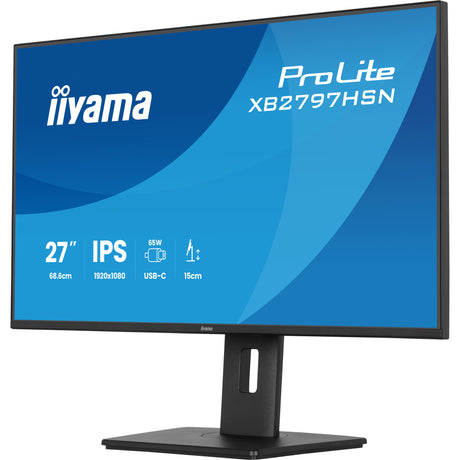 Monitor Iiyama prolite xb2797hsn-b1 27 (czarny, 100 Hz, HDMI, DisplayPort, USB-C, LAN, audio)