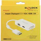 Delock adapter displayport > vga hdmi dvi (biały, 0,16 m)