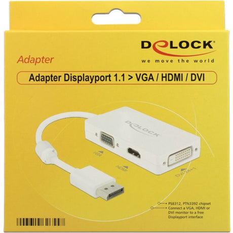 Delock adapter displayport > vga hdmi dvi (biały, 0,16 m)