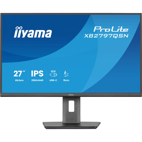 Monitor Iiyama prolite xb2797qsn-b1 27 (czarny, 75 Hz, HDMI, DisplayPort, USB-C, LAN, audio)