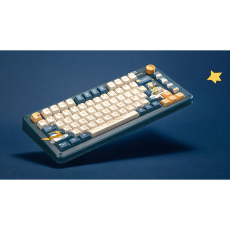 Bezprzewodowa klawiatura mechaniczna Iqunix Zx75 Sky Meet (niebieska, układ amerykański (qwerty), iqunix mały książę, 75%, diody rgb, możliwość wymiany podczas pracy, podwójny strzał pbt, 2,4 GHz | bluetooth 5.1 | usb-c)