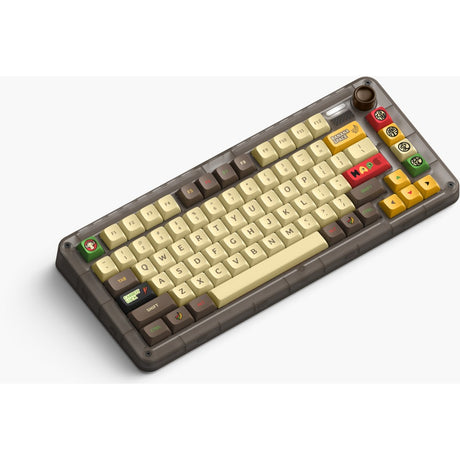 Bezprzewodowa klawiatura mechaniczna Iqunix Zx75 Happy Ape (brązowa, układ US (QWERTY), TTC Holy Panda, 75%, diody RGB, możliwość wymiany podczas pracy, podwójny strzał pbt, 2,4 GHz | Bluetooth 5.1 | USB-C)