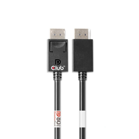 Kabel z certyfikatem Club 3D DisplayPort 2.1 Vesa DP80 męsko-męski (czarny, 1,6 m, 8K 240 Hz, 10 K 60 Hz, 80 Gb/s)