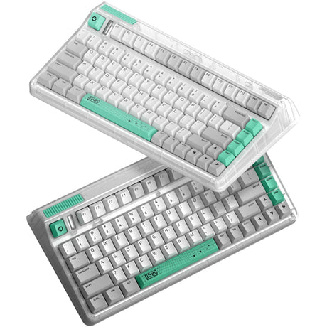 Bezprzewodowa klawiatura mechaniczna z tunelem czasoprzestrzennym Iqunix OG80 (szara, układ US (QWERTY), Cherry MX Brown, 80% (TKL), diody LED RGB, możliwość wymiany podczas pracy, PBT, 2,4 GHz | Bluetooth 5.1 | USB-C)