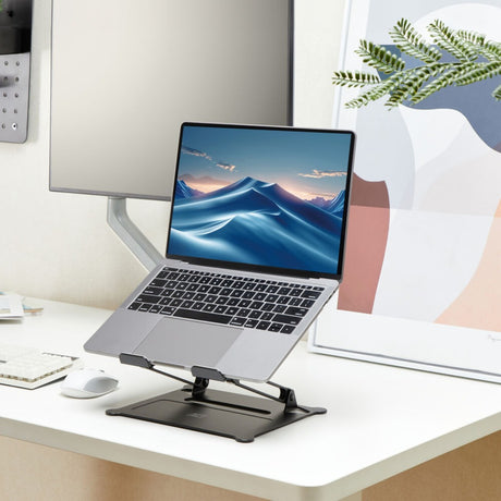 Podstawka pod laptopa Act Connect, aluminiowa, składana, z płynną regulacją wysokości (czarna)