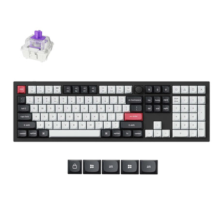 Klawiatura mechaniczna Keychron Q6 HE-M1 RGB (czarna, układ US (QWERTY), mgławica magnetyczna Gateron z podwójną szyną, 100%, RGB, nakładki na klawisze PBT z podwójnym strzałem o profilu osa, hot swap, USB-C 2,4 GHz Bluetooth 5.2, pokrętło)