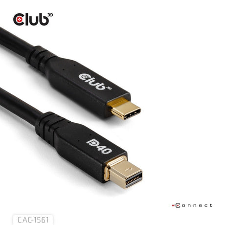 Dwukierunkowy adapter Club 3D z USB-C na Mini DisplayPort DP40 (czarny, 2 metry, certyfikat Vesa)