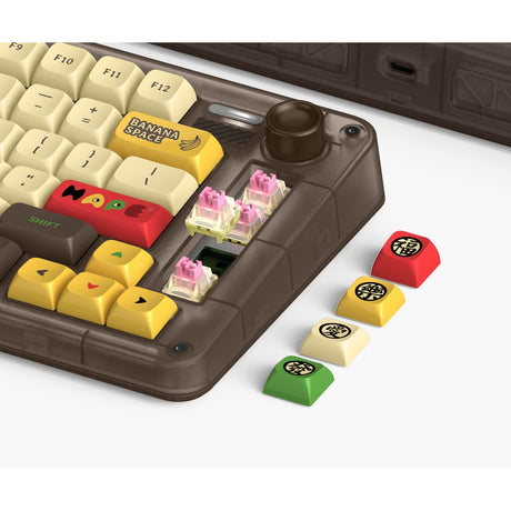 Bezprzewodowa klawiatura mechaniczna Iqunix Zx75 Happy Ape (brązowa, układ US (QWERTY), TTC Holy Panda, 75%, diody RGB, możliwość wymiany podczas pracy, podwójny strzał pbt, 2,4 GHz | Bluetooth 5.1 | USB-C)