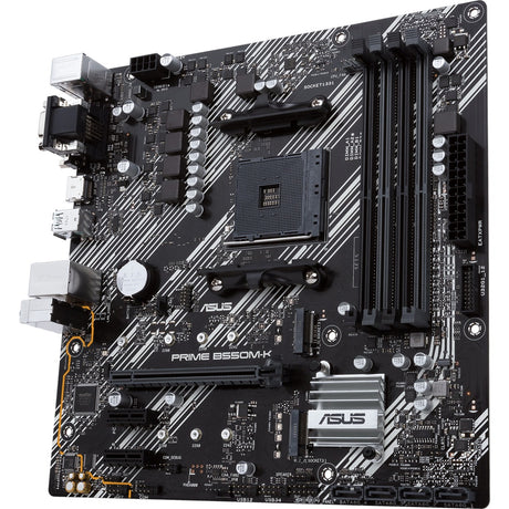 Płyta główna Asus Prime B550M-K z gniazdem AM4 (czarno-biała, RAID, GB-LAN, dźwięk, µATX)