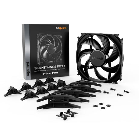 Bądź cicho! Wentylator cichy Wings Pro 4 PWM (czarny, 140 x 140 x 25 mm)