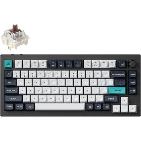 Klawiatura mechaniczna Keychron Q1 Max-M3 RGB (czarna, układ US (QWERTY), Gateron Jupiter Brown, 75%, diody LED RGB, KSA double-shot PBT, hot swap, pokrętło, 2,4 GHz | Bluetooth 5.1 | USB-C)
