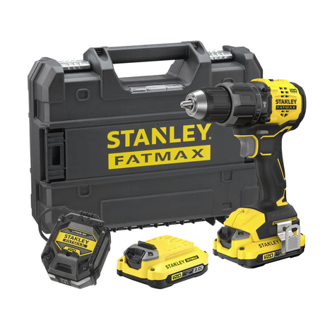 Wkrętarka Stanley Fatmax V20 18V wiertarko-wkrętarka udarowa (czarno-żółta, 2 akumulatory i ładowarka w zestawie, z walizką)