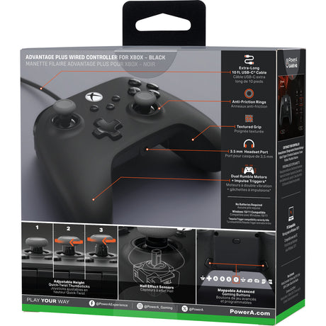 Powera Advantage Plus przewodowy kontroler dla Xbox Series x|s (czarny, Xbox Series x|s, Xbox One, PC)