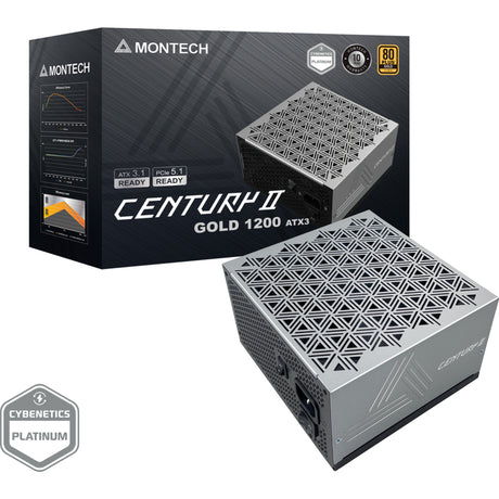 Modułowy zasilacz Montech Century II o mocy 1200 W (srebrny, 1x 12v-2x6, 6x pcie)