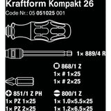 Wera kraftform kompakt 26 z walizką, 7-częściowy zestaw bitów (czarno-zielony)