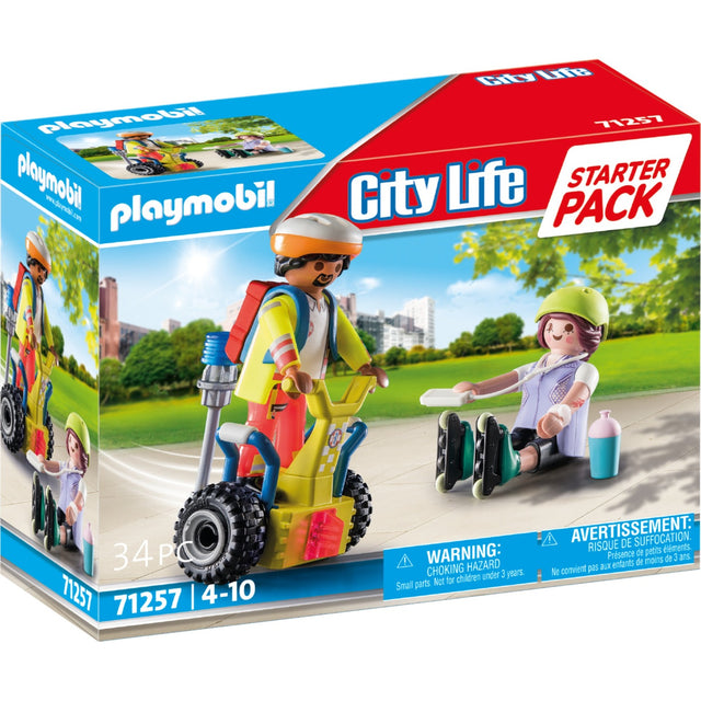 Playmobil miejskie życie - zestaw startowy ratunkowy z zabawkami do budowy segwaya (71257)