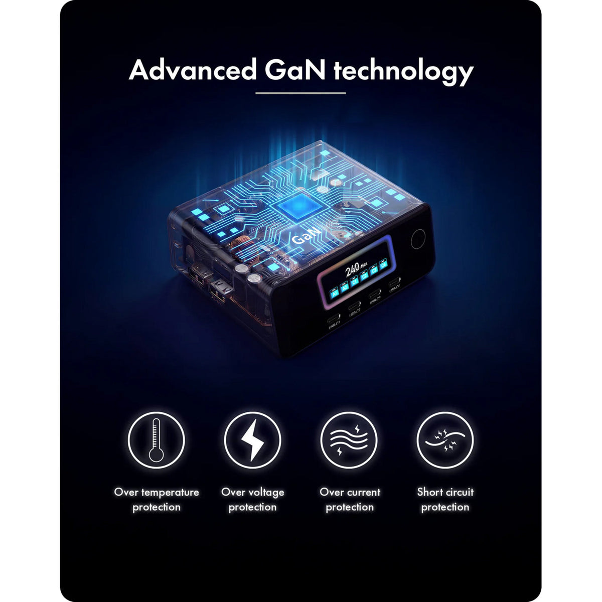Stacja ładująca Icy Box 240W Gan (czarna, 4x USB-C, 2x USB-A)