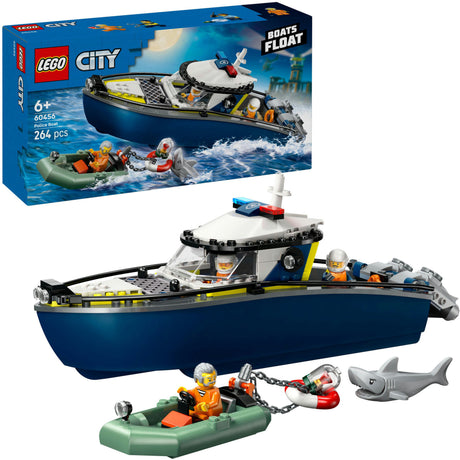 Lego ® pościg miejski z łodzią policyjną, naprawdę pływa - 60456