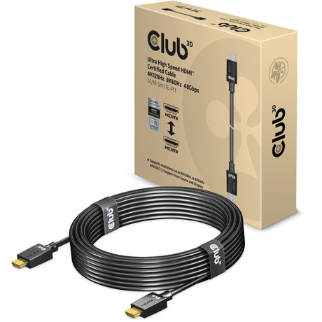 Certyfikat Club 3D ultra high speed HDMI 2.1 kabel męsko-męski (czarny, 5 metrów, 4K 120 Hz, 8K 60 Hz, 48 Gb/s)