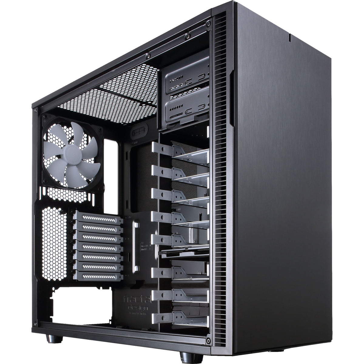 Konstrukcja fraktalna definiuje obudowę midi tower r5 (czarna | 4x usb-a)