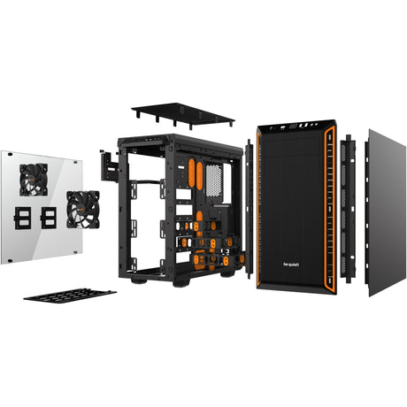Bądź cicho! obudowa midi tower pure base 600 window (czarno-pomarańczowa | 2x USB-A | szkło hartowane)