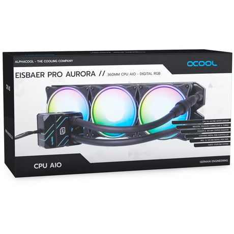 Alphacool eisbär pro aurora 360 chłodzenie wodne (czarny)