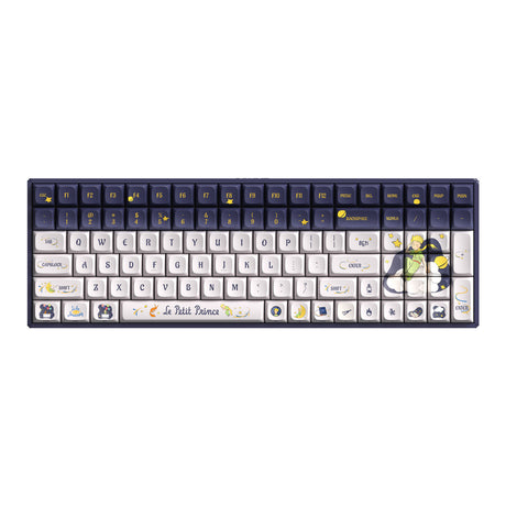 Mechaniczna klawiatura do gier Iqunix F97 Starry Tryst RGB (ciemnoniebieski, układ US (QWERTY), Iqunix Silent Rose, 96%, diody LED RGB, możliwość wymiany podczas pracy, PBT, 2,4 GHz | Bluetooth 5.1 | USB-C)