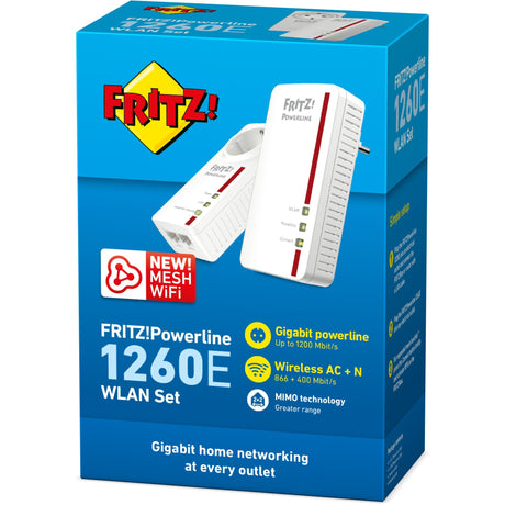 Fritz! powerline 1260e zestaw WLAN międzynarodowy Powerline + WLAN (biały, siatka Wi-Fi)