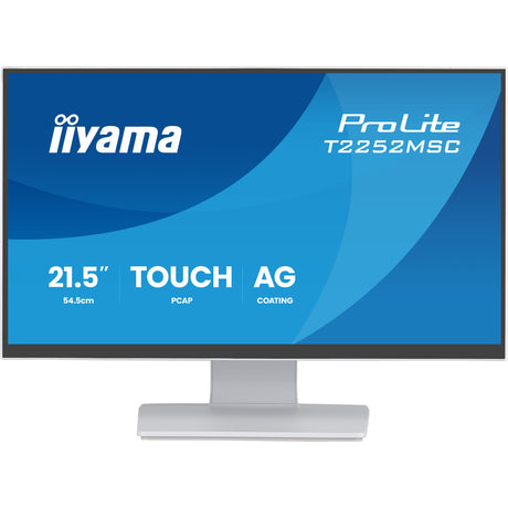 Iiyama prolite t2252msc-w2ag 21,5 monitor dotykowy (biały (matowy), 100 Hz, HDMI, Display Port, USB 3.2 gen 1, audio, ekran dotykowy)