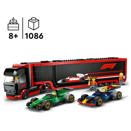 Lego City Ciężarówka F1 z zestawem samochodów RB20 i AMR24 F1® — 60445