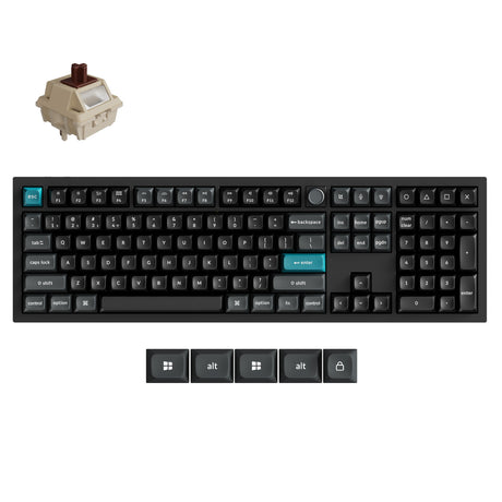Keychron q6 ultra-m3 8k bezprzewodowa, niestandardowa klawiatura mechaniczna (czarna, układ amerykański (qwerty), jedwabny pom brązowy, 100%, rgb, hot swap, 8k, 2,4 ghz bluetooth 5.2 usb-c)