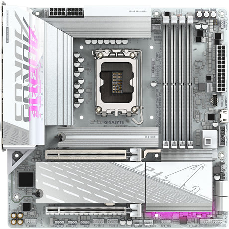 Płyta główna Gigabyte B860M Aorus Elite WiFi6E Ice Socket 1851 (srebrno-biała, RAID, 2,5 GB-LAN, Wi-Fi 7, BT, dźwięk, µATX)