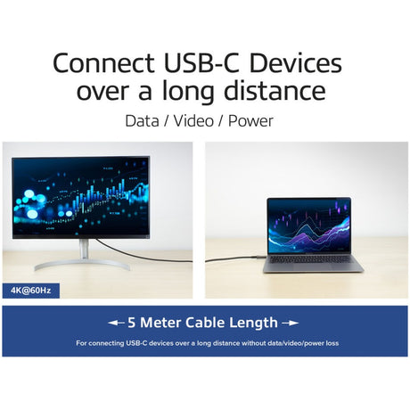 Aktywny kabel optyczny (AOC) USB-C 3.2 gen2 (AOC) (szary czarny, 5 metrów)
