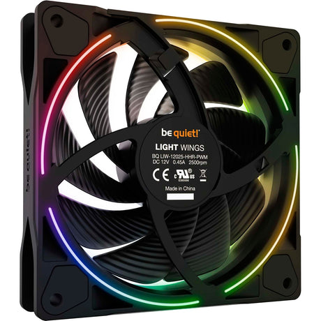 Bądź cicho! szybki wentylator obudowy Light Wing PWM RGB (czarny, 120 x 120 x 25 mm)