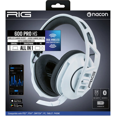 Nauszny zestaw słuchawkowy do gier Nacon rig 600 pro HS (biały, Playstation 5, Playstation 4, Windows, Nintendo Switch, Android, iOS)