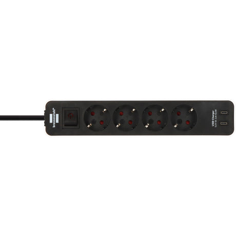 Brennerstuhl ecolor 4-kierunkowa listwa zasilająca z 2 portami ładowania USB (listwa zasilająca USB-C z przełącznikiem i kablem 1,5 m)