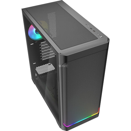 Sharkoon ak4w rgb strip obudowa midi tower (czarna | 2x usb-a | 1x usb-c | rgb | szkło hartowane)