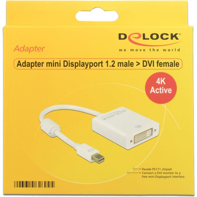Delock adapter mini displayport > dvi (biały, 0,2 metra, 4k)