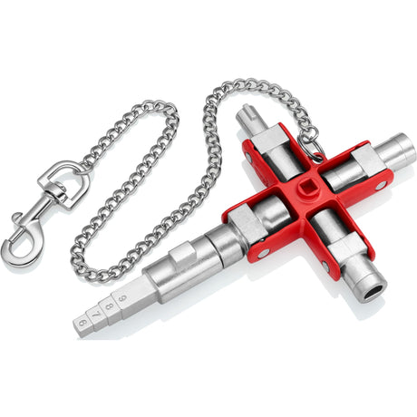 Klucz do szaf rozdzielczych Knipex 00 11 06 v01 z 9 profilami - powierzchnie kwadratowe