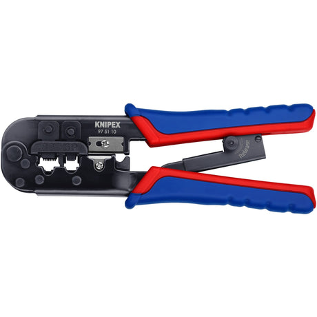 Szczypce do zaciskania Knipex 97 51 10 sb (niebiesko-czerwone, wtyczka RJ-11 12 i RJ-45)