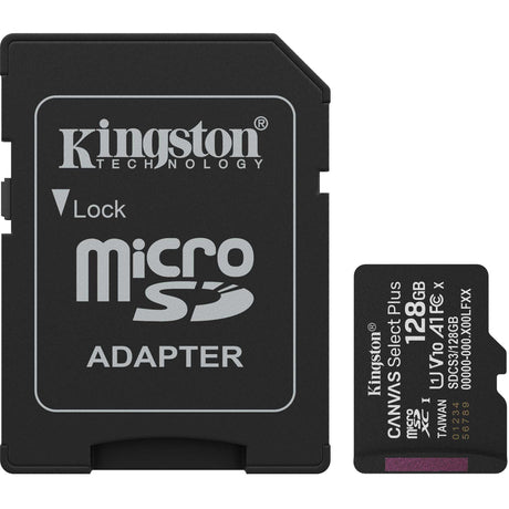 Karta pamięci Kingston Canvas Select Plus 128 GB MicroSDXC (czarna, UHS-I U1, Class 10, V10, w zestawie adapter SD)