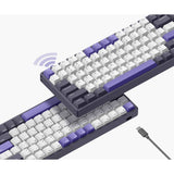 Bezprzewodowa klawiatura mechaniczna Iqunix F97 lavandin (lawendowy, układ amerykański (qwerty), wiśniowy mx cichy czerwony, 96%, diody rgb, możliwość wymiany podczas pracy, pbt, 2,4 GHz | bluetooth 5.1 | usb-c)